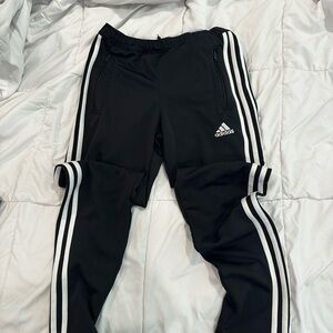 Adidas Kids Black Joggers with White Stripes